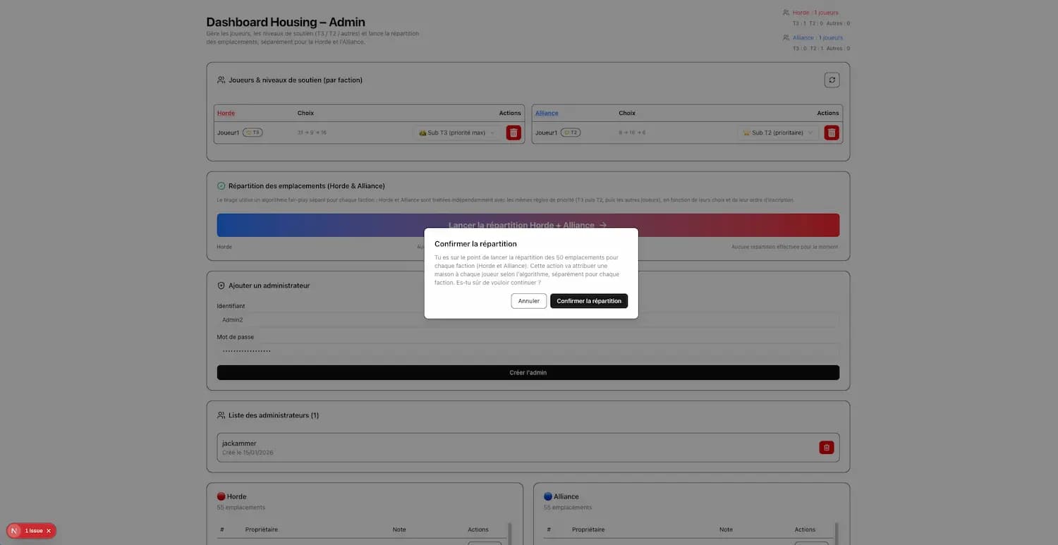 Page d'administration